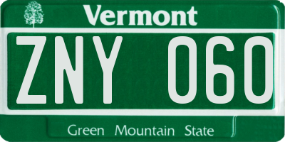VT license plate ZNY060