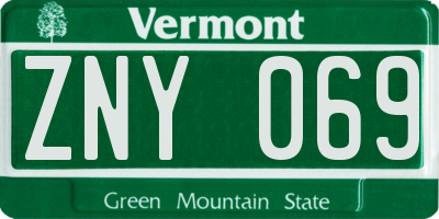 VT license plate ZNY069