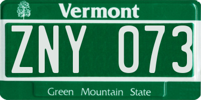 VT license plate ZNY073