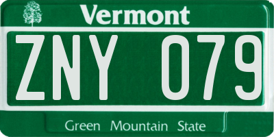 VT license plate ZNY079