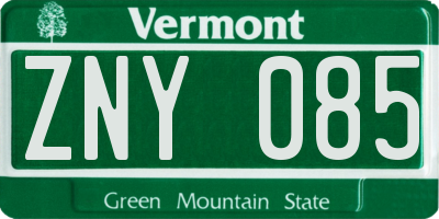 VT license plate ZNY085