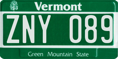 VT license plate ZNY089