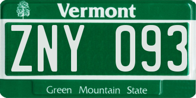 VT license plate ZNY093