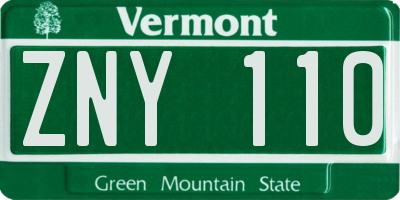 VT license plate ZNY110