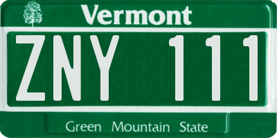 VT license plate ZNY111