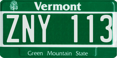VT license plate ZNY113