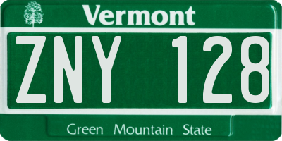 VT license plate ZNY128