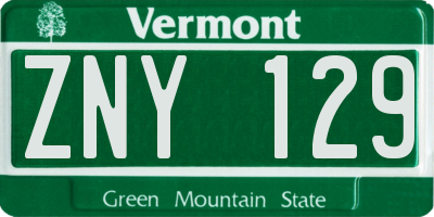 VT license plate ZNY129