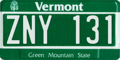 VT license plate ZNY131