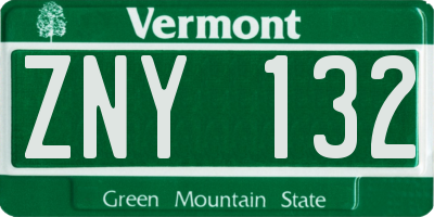 VT license plate ZNY132