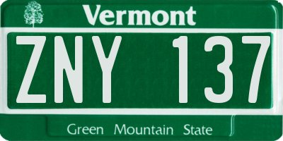 VT license plate ZNY137
