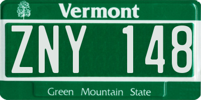 VT license plate ZNY148