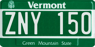 VT license plate ZNY150