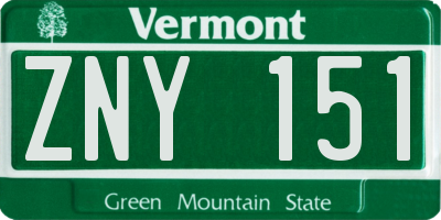 VT license plate ZNY151