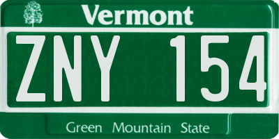 VT license plate ZNY154