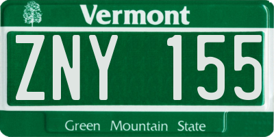 VT license plate ZNY155