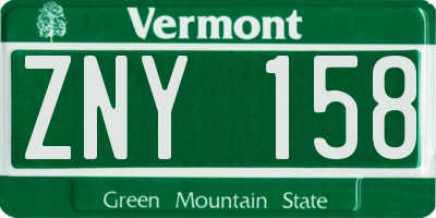 VT license plate ZNY158