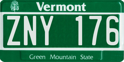 VT license plate ZNY176