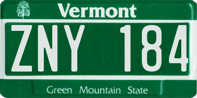 VT license plate ZNY184
