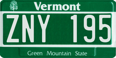 VT license plate ZNY195