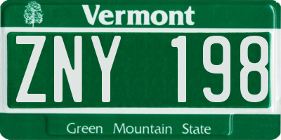 VT license plate ZNY198