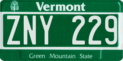 VT license plate ZNY229