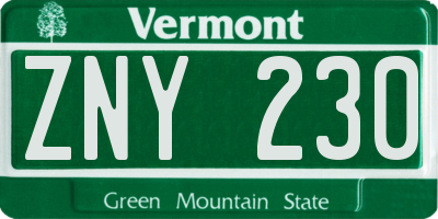 VT license plate ZNY230