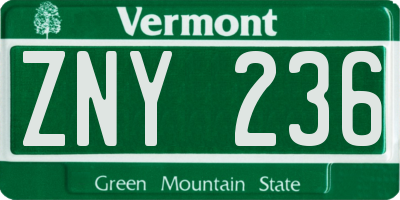 VT license plate ZNY236