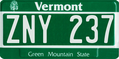 VT license plate ZNY237