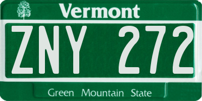 VT license plate ZNY272