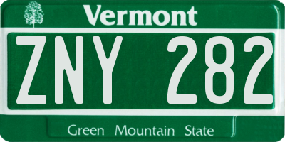 VT license plate ZNY282
