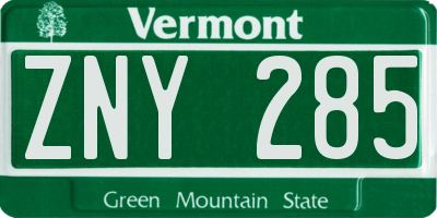 VT license plate ZNY285