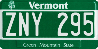VT license plate ZNY295