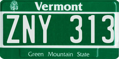 VT license plate ZNY313