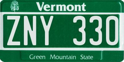 VT license plate ZNY330