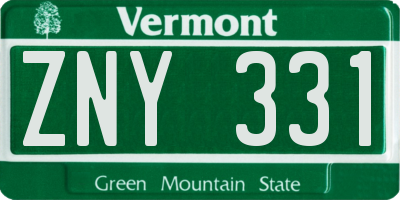 VT license plate ZNY331