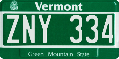 VT license plate ZNY334