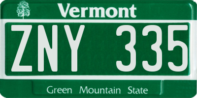 VT license plate ZNY335
