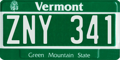 VT license plate ZNY341