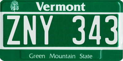 VT license plate ZNY343