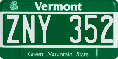 VT license plate ZNY352