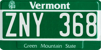VT license plate ZNY368