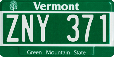 VT license plate ZNY371