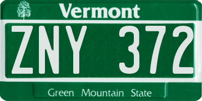 VT license plate ZNY372