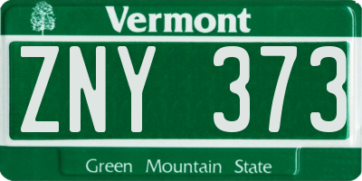 VT license plate ZNY373