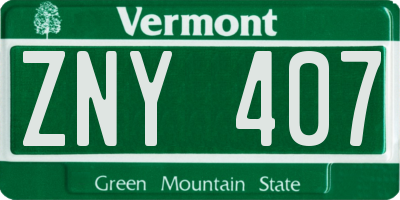 VT license plate ZNY407