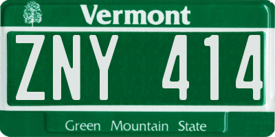 VT license plate ZNY414