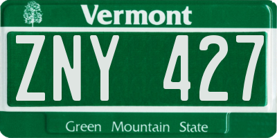 VT license plate ZNY427