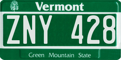 VT license plate ZNY428