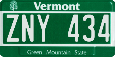 VT license plate ZNY434